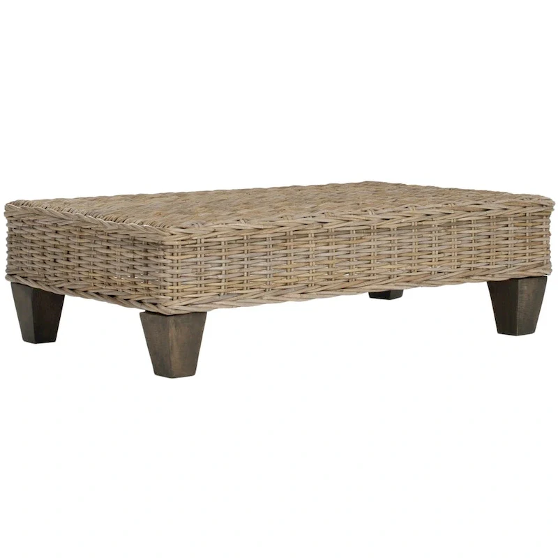 SAFAVIEH Leary Washed Natural Wicker Bench - 40.6 x 27.6 x 12.2
