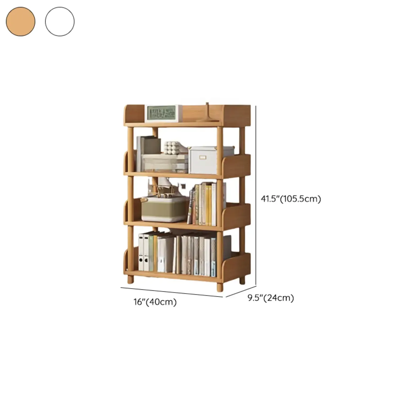 Vertical Natural Multi-Shelf Open Back Wood Bookcase