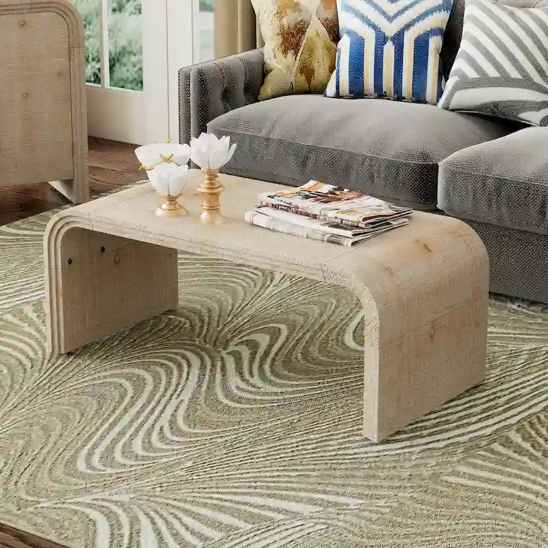 Coffee Table with Curved Art Deco Design - 23.60 x 47.20 x 18.50