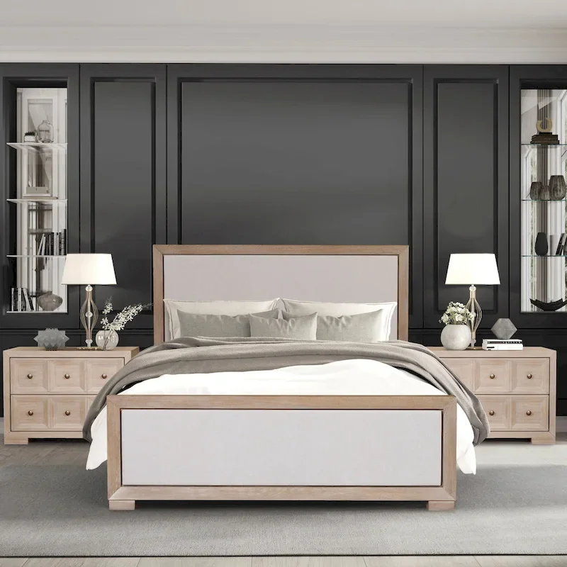 Furniture of America Durem II Modern Classic Solid Wood Fabric Panel Bed