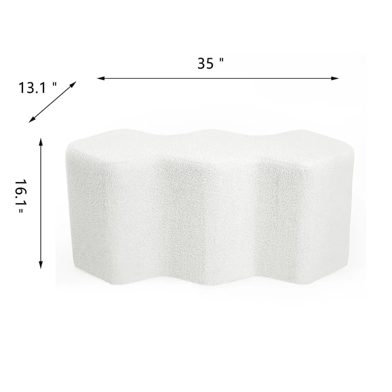 Adeco 35   Long Ottoman Bench Velvet Polygon Foot Stool