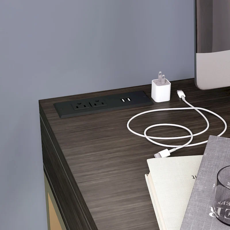 Bird Modern 42-inch Metal Computer Desk with USBs by Furniture of America