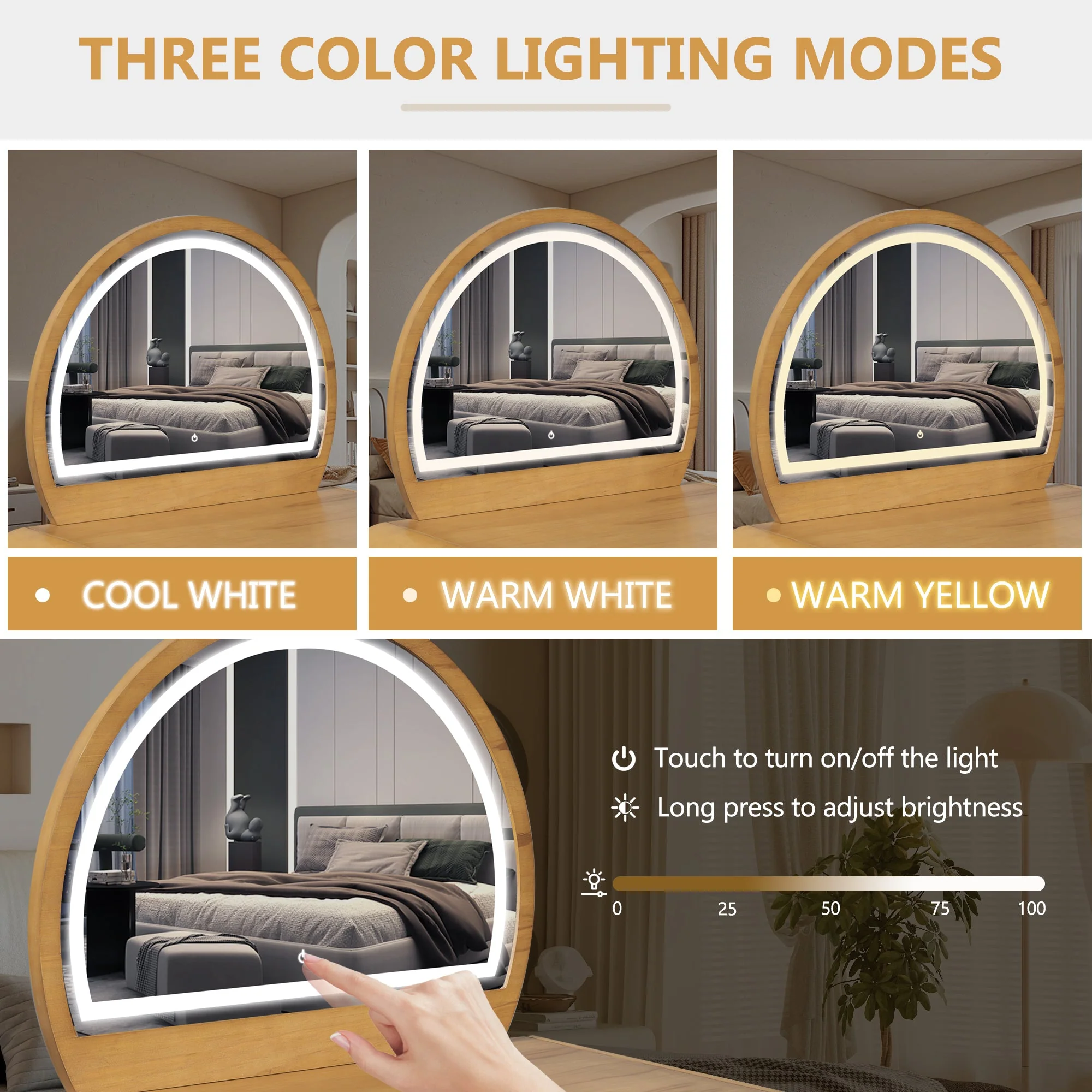 Walker Edison | Modern Reeded Curve Design Makeup Vanity Table