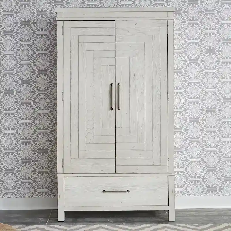Modern Farmhouse Flea Market White Distressed Armoire