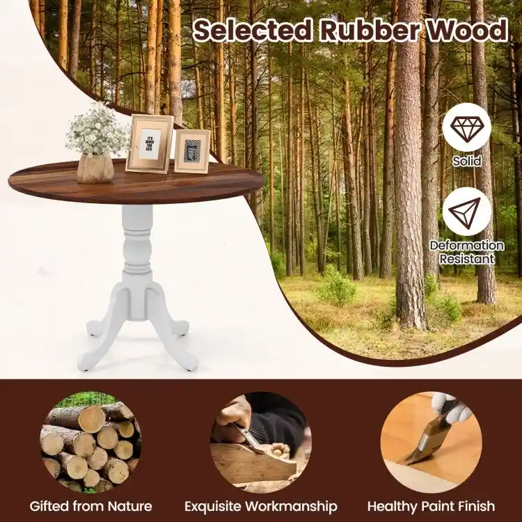 Wooden Dining Table with Round Tabletop and Curved Trestle Legs - 39.37 x 39.37 x 28.74