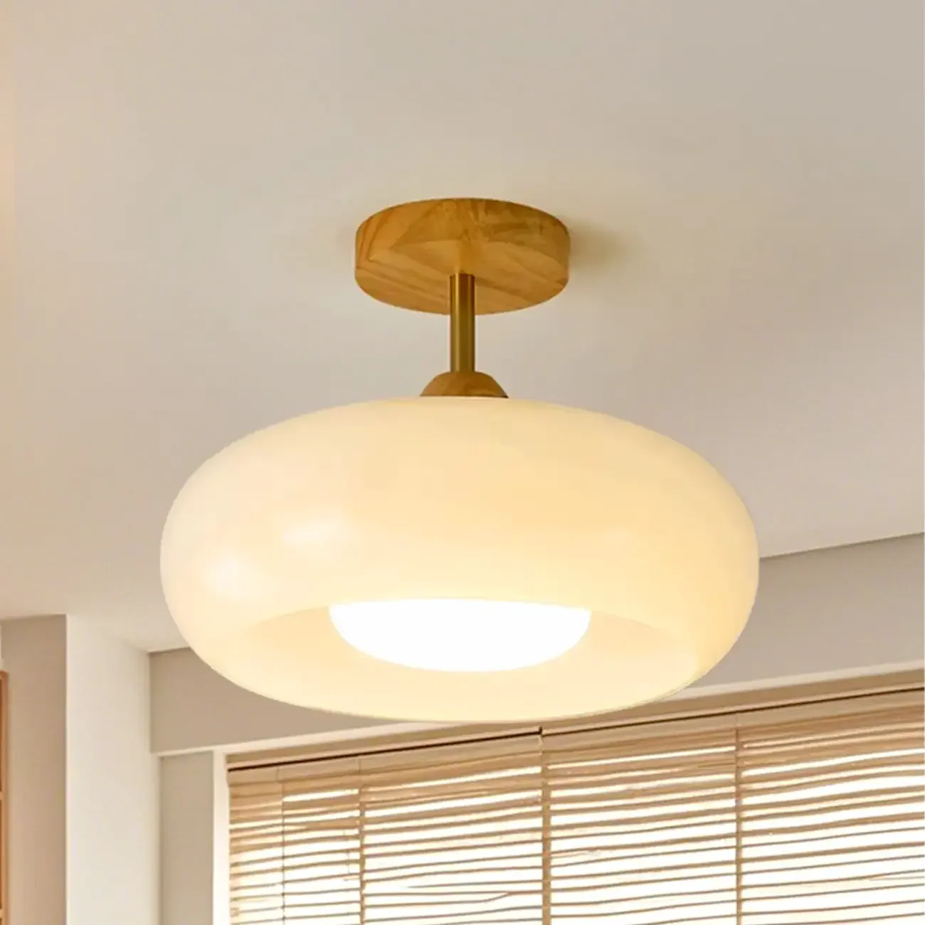 Modern Mini Semi Flush Mount Ceiling Light with Drum Shape