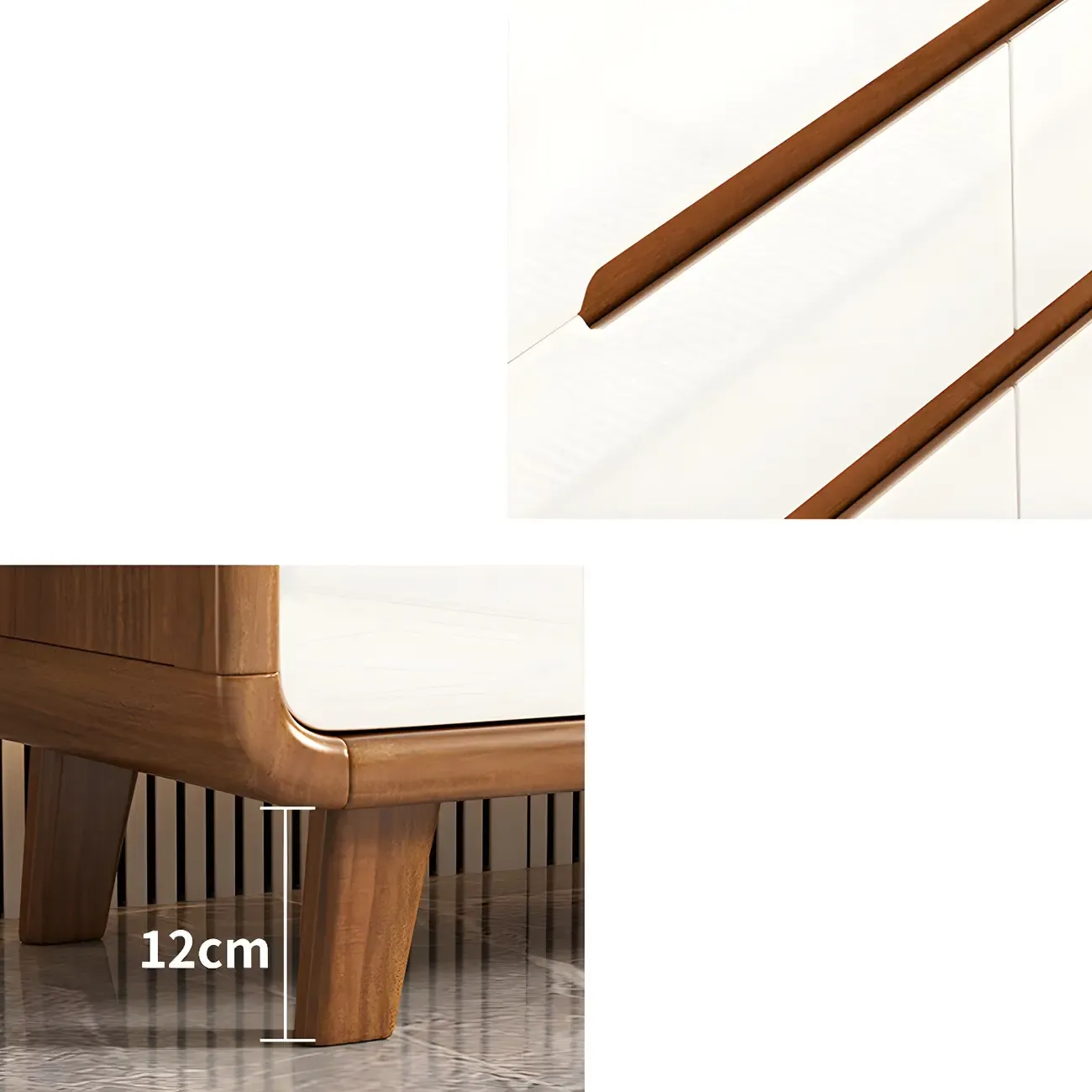 Traditional White-Brown Wooden Double Dresser Arched Edge