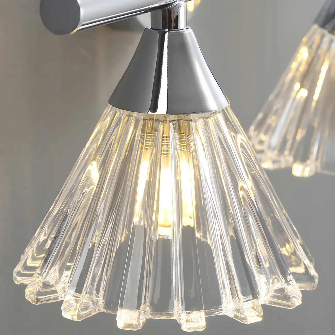 Modern Bell Glass Silver Bathroom Vanity Light