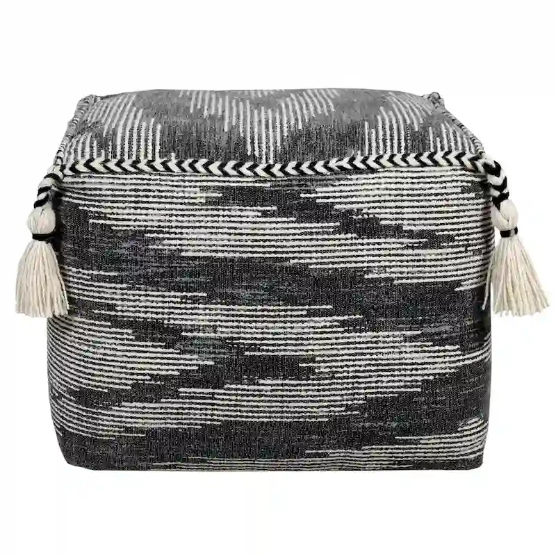 Sevita Gray Modern Electrostatic Geometric Pouf Ottoman