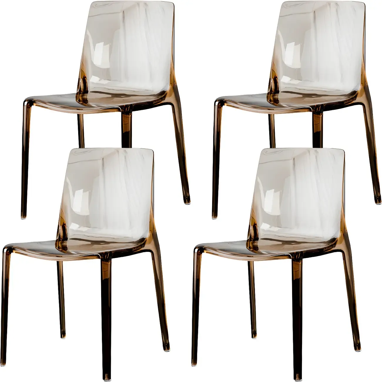 Amber Acrylic Armless Low Back Dining Chair