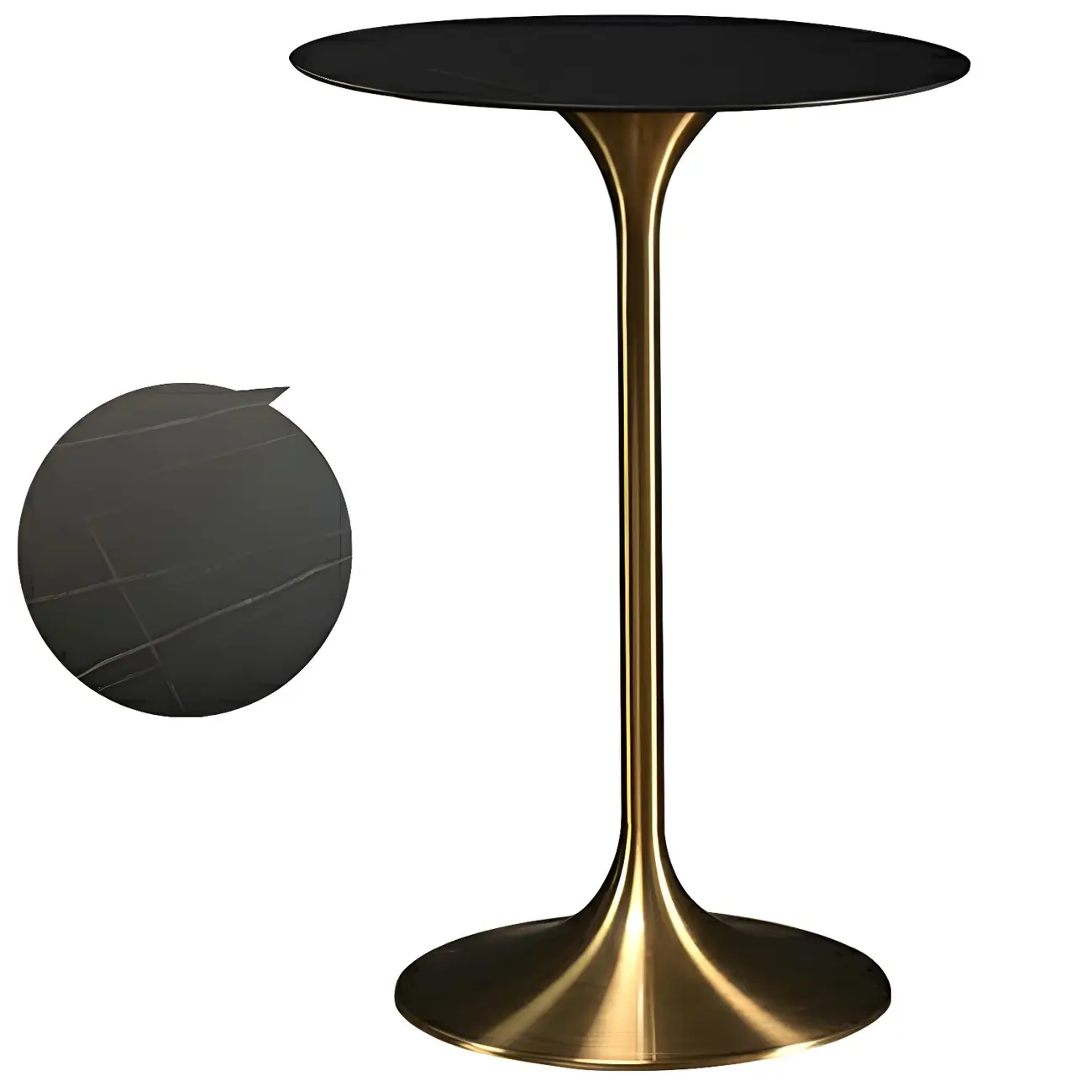Round Glam Brown Gold Metal Tulip Base Bar Tables