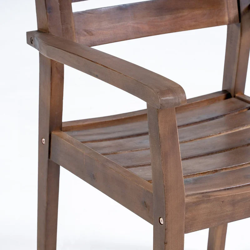 Acacia Wood Patio Dining Chairs Set of 2