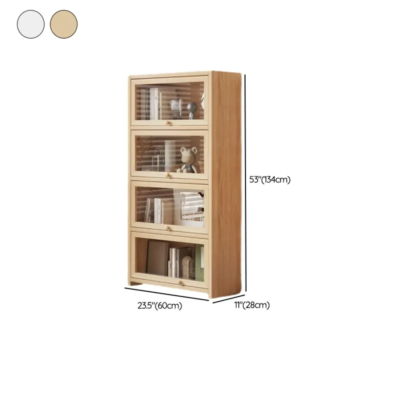 Classic Natural Finish Solid Wood 5-Shelf Display Bookcase