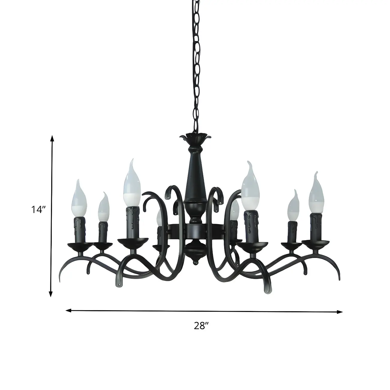 Industrial Black Metal Candelabra Chandelier