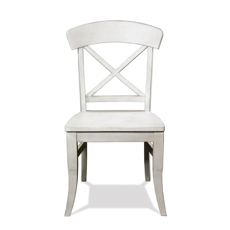 Roundhill Furniture Harola Cross-back Dining Side Chairs in Set of 2, Smoky White Finish