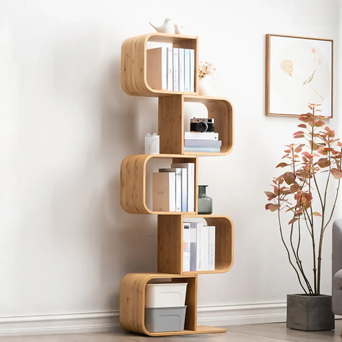 Modern Geometric Open Cube Artistic Oka Bookcase