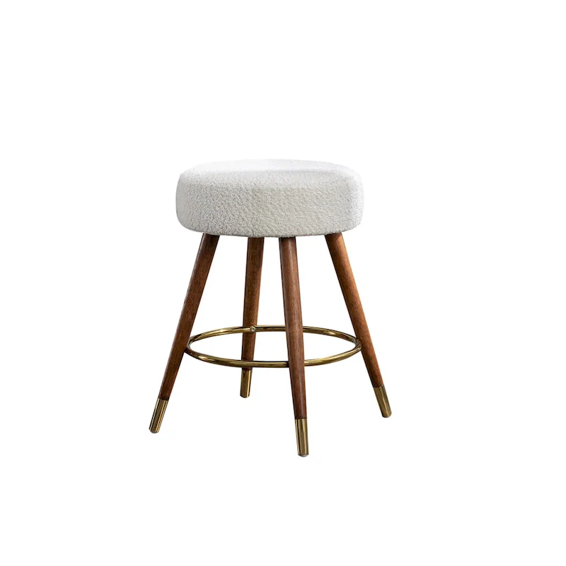 White 23.88   Upholstered Swivel Stool with Wood Frame