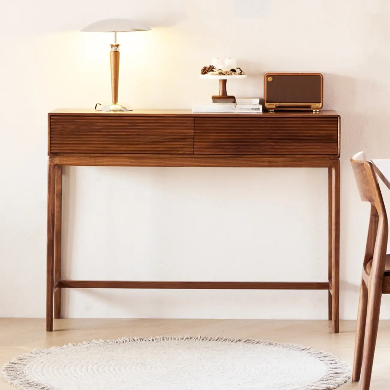 Entryway Wood Brown Console Table with Storage