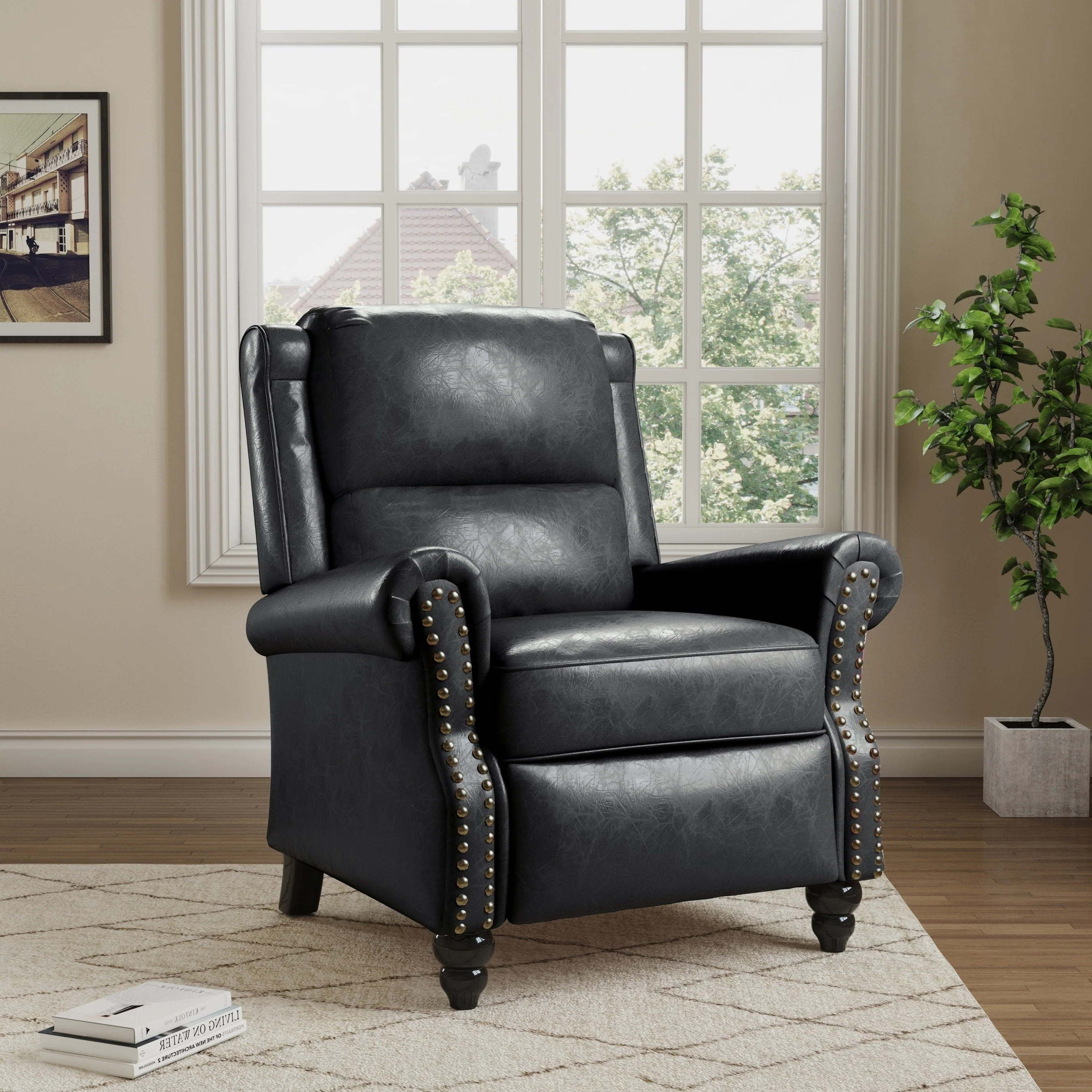 Manual Pushback Recliner Chairs with Nailhead Trim