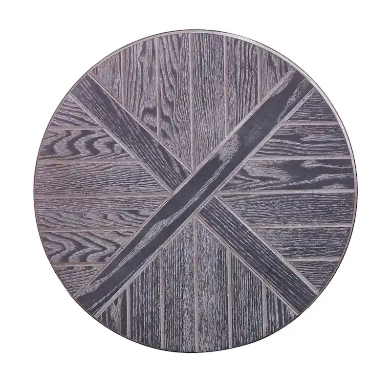 SEI Furniture Kenya Industrial Brown Wood Round Side Table with Shelf