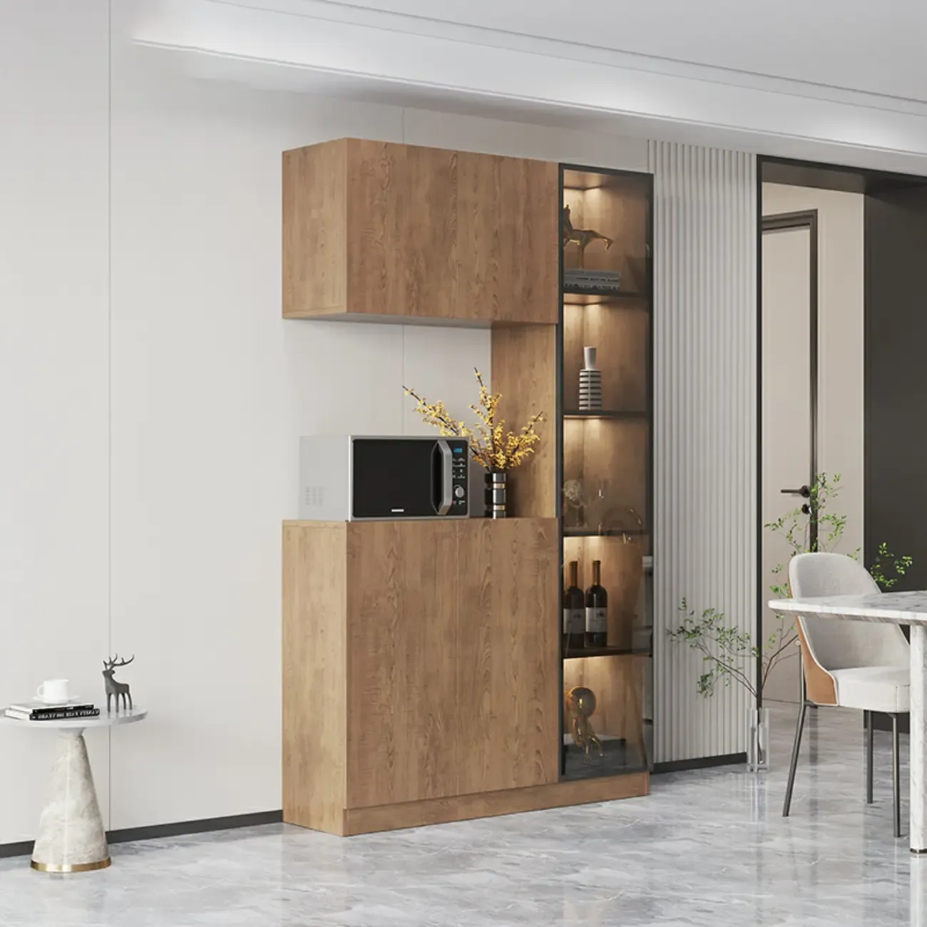 Modern Wooden Sideboard with Drawers & Shelves & Cabinets