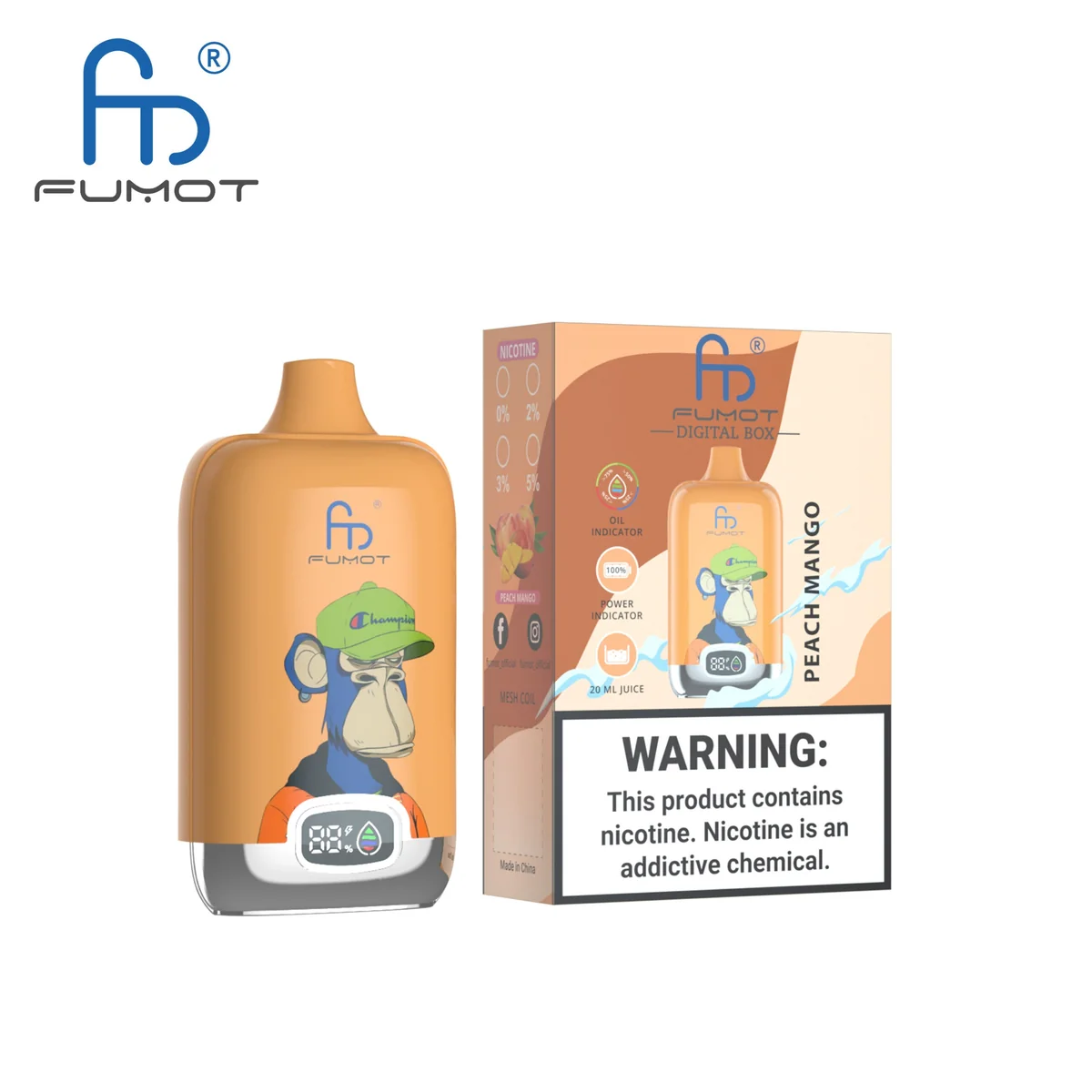 Fumot Digital Box 12000 Peach Mango – Einweg-Vape mit Einzelverpackung