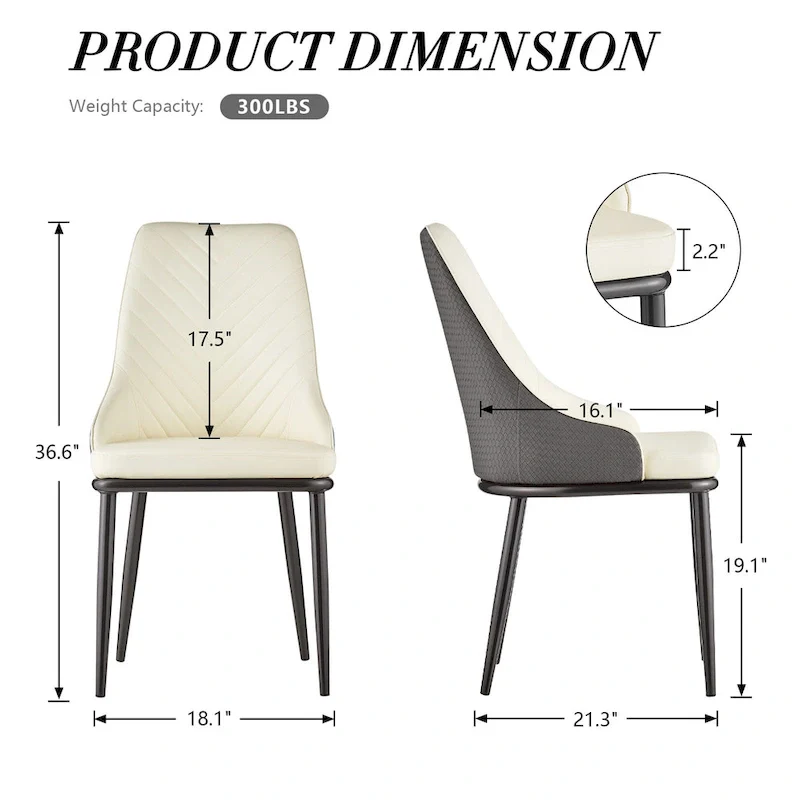 Faux Leather Upholstered Dining Chairs, Set of 4 - 18.1W x 21.3W x 36.6H