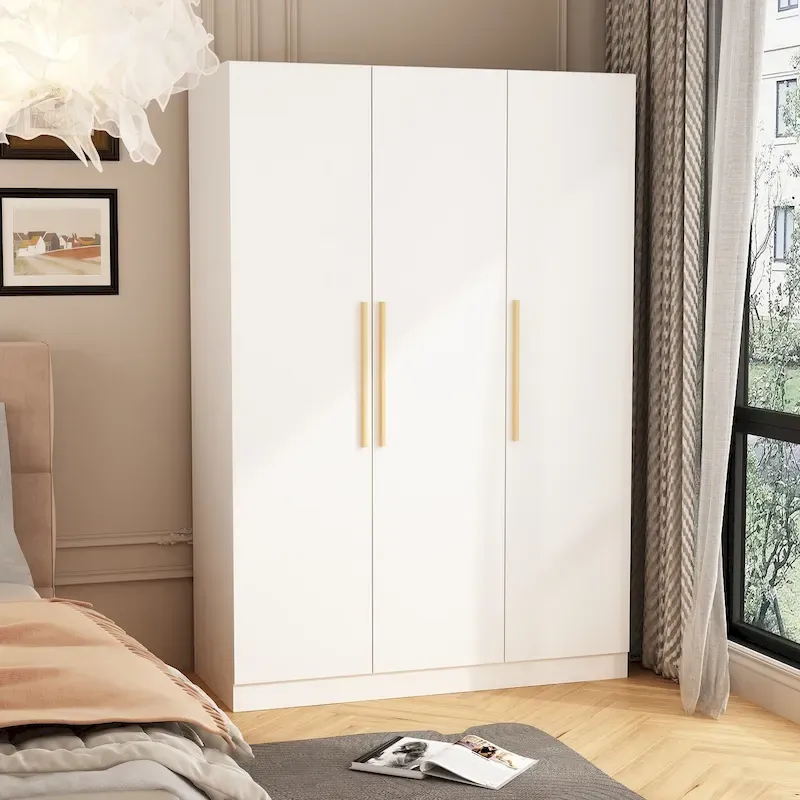 70. H x 47.2 W Wardrobe Cabinet Armoire Three Doors In White Closet