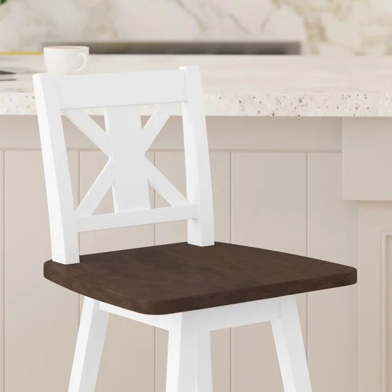 Modern Farmhouse Wooden Swivel Counter Stool