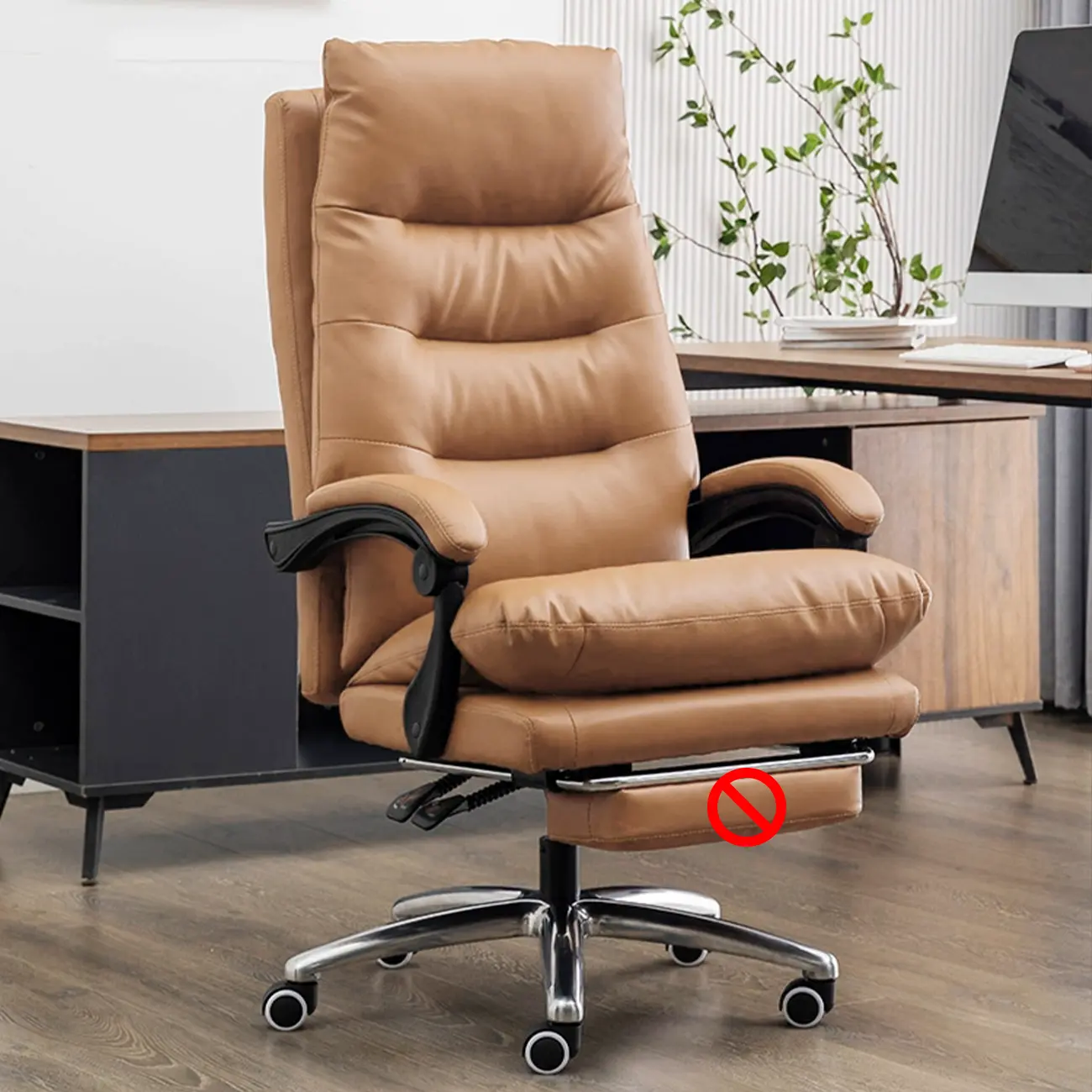 Ergonomic Leather Reclining Executive Office Chair with Footrest