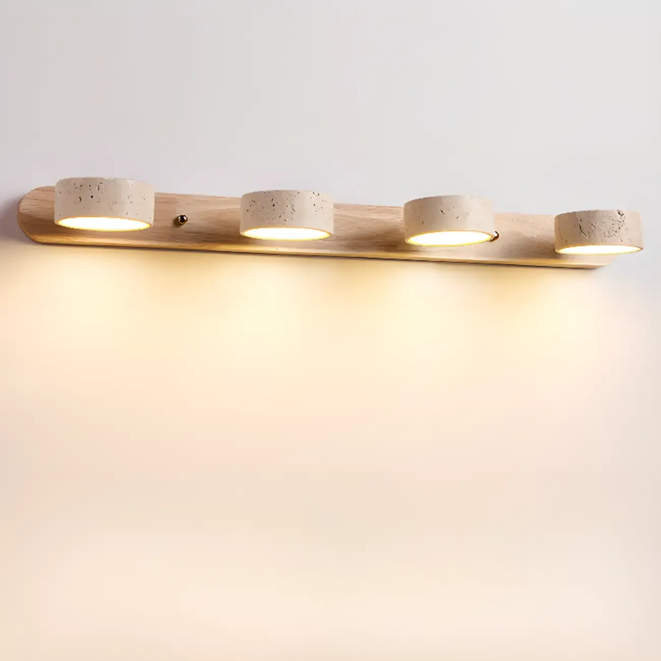 3-Light Bathroom Circle LED Stone Cylinder Vanity Light