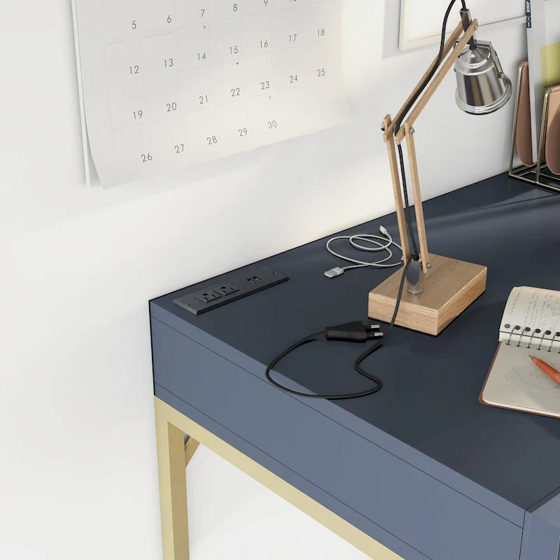 Bird Modern 42-inch Metal Computer Desk with USBs by Furniture of America