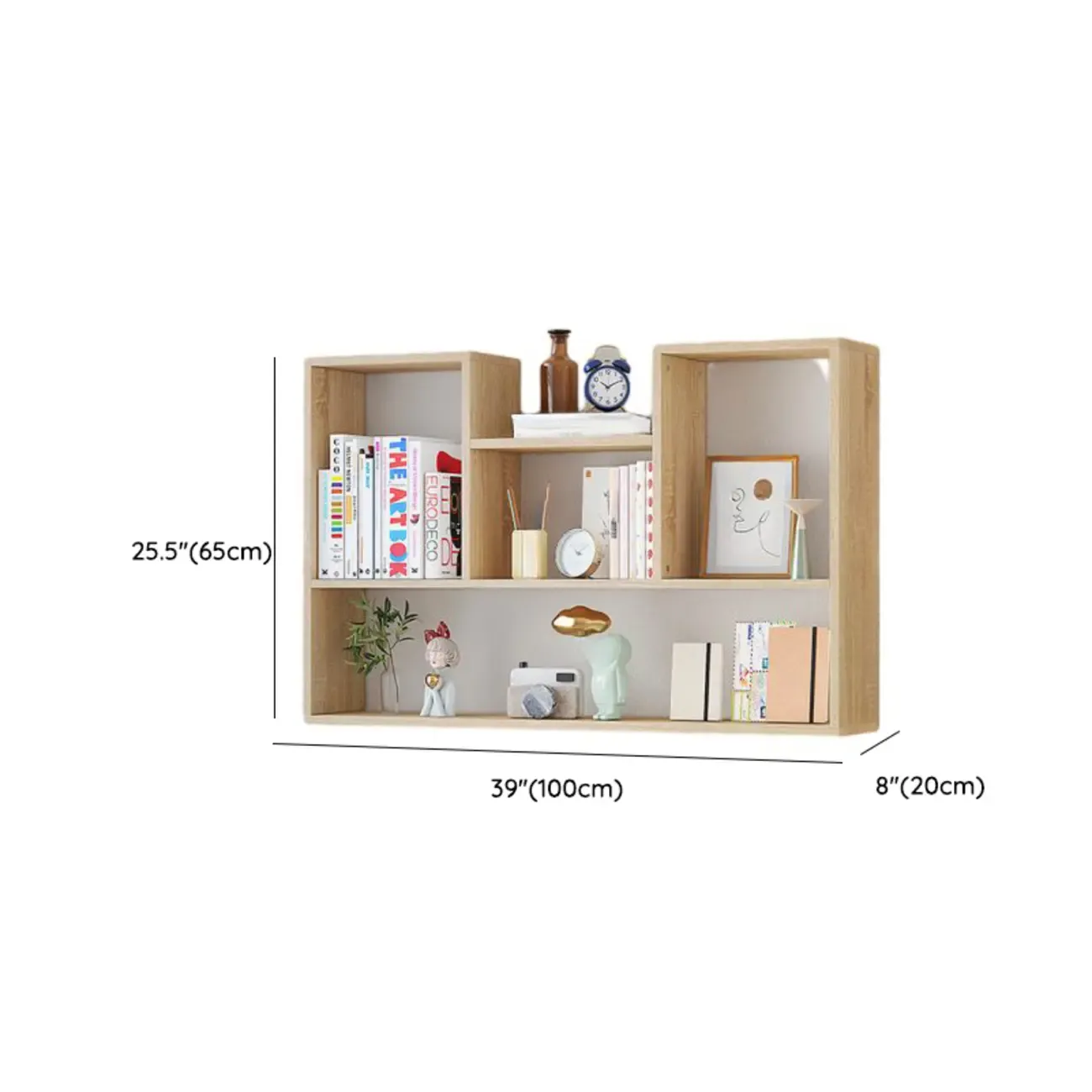 Modern Wooden 3-Tier Open Back Wall-Mounted Bookcase