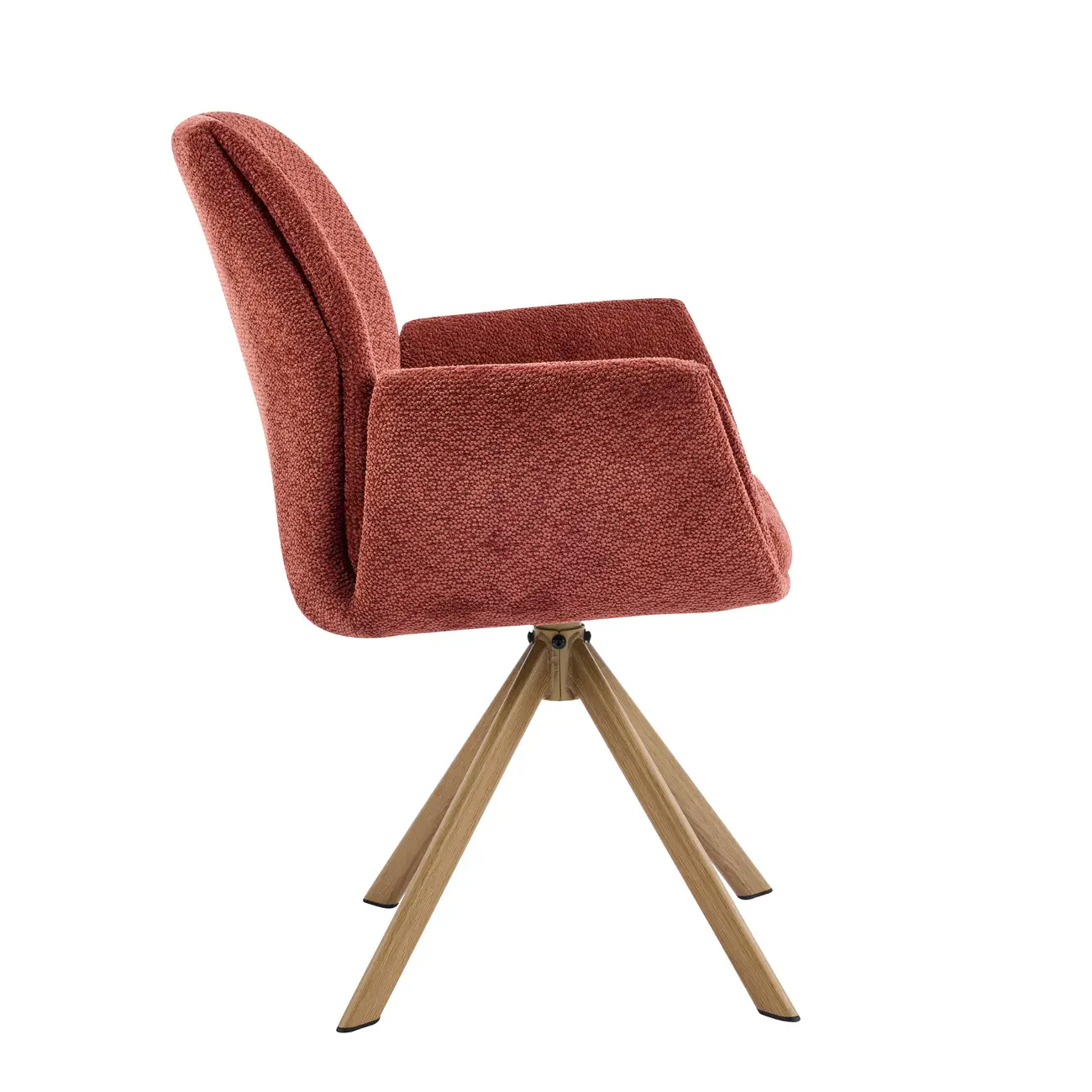 Red Swivel Modern Curved Back Fabric Arm Dining Chair