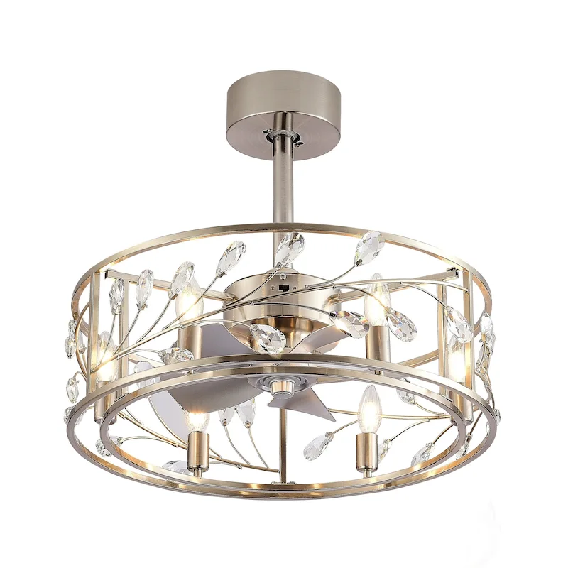 20  Caged Ceiling Fan with Crystal Light Kit Remote Control - 20 inch