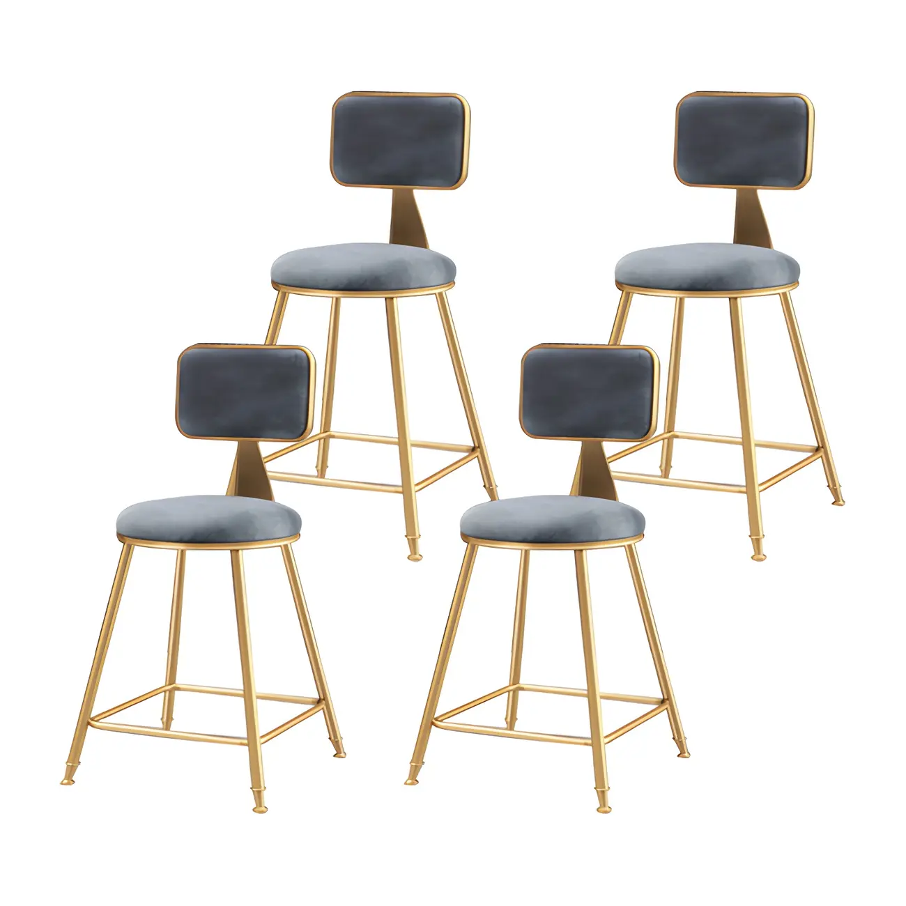 Round Velvet Upholstered Counter Bar Stools