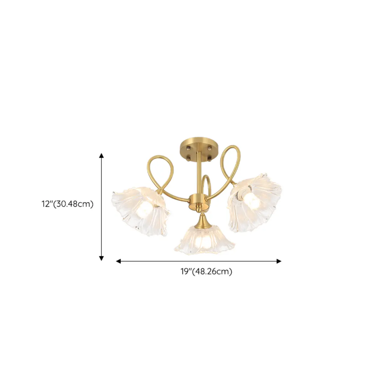 Flower Shaped Modern Gold Semi-Flush Ceiling Light with 3-Light