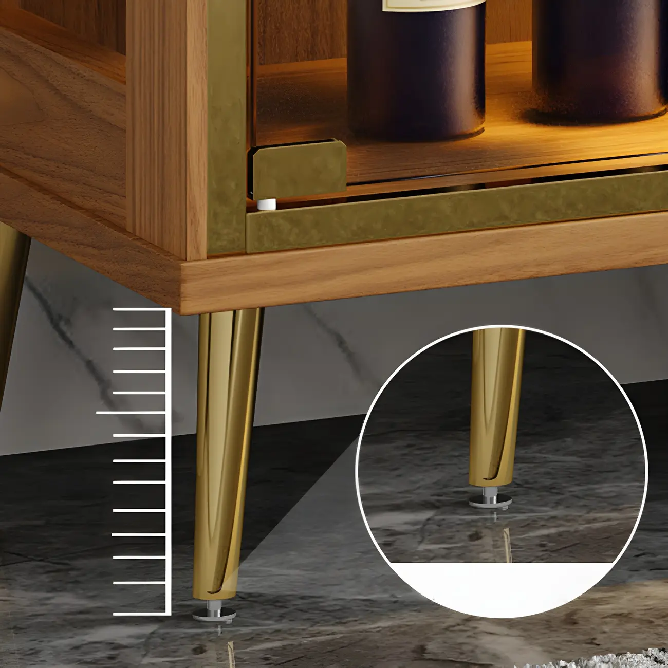 Glam Black Wooden Glass Display Cabinet