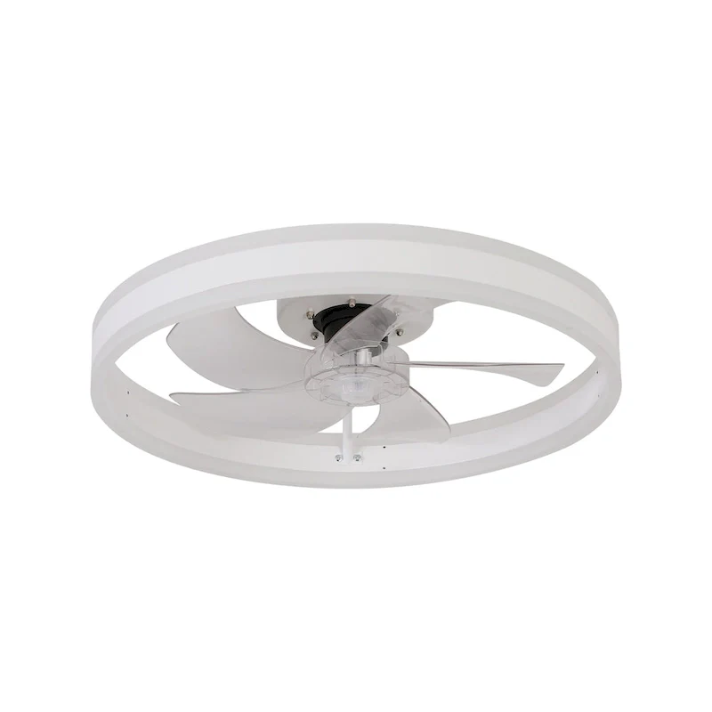 Cusp Barn 20in. Modern Industrial LED Ceiling Fan with Light, 6 Speed Reversible White Ceiling Fan Light With Remote Control