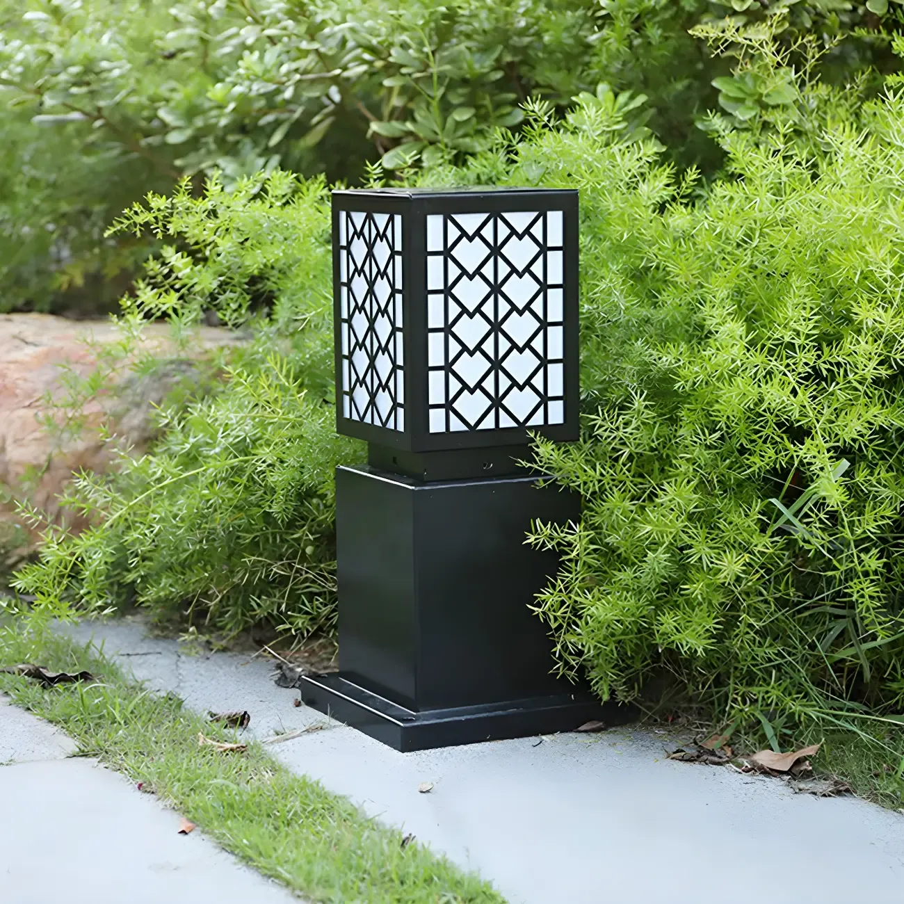 Modern Black Metal Square Solar Landscape Lighting