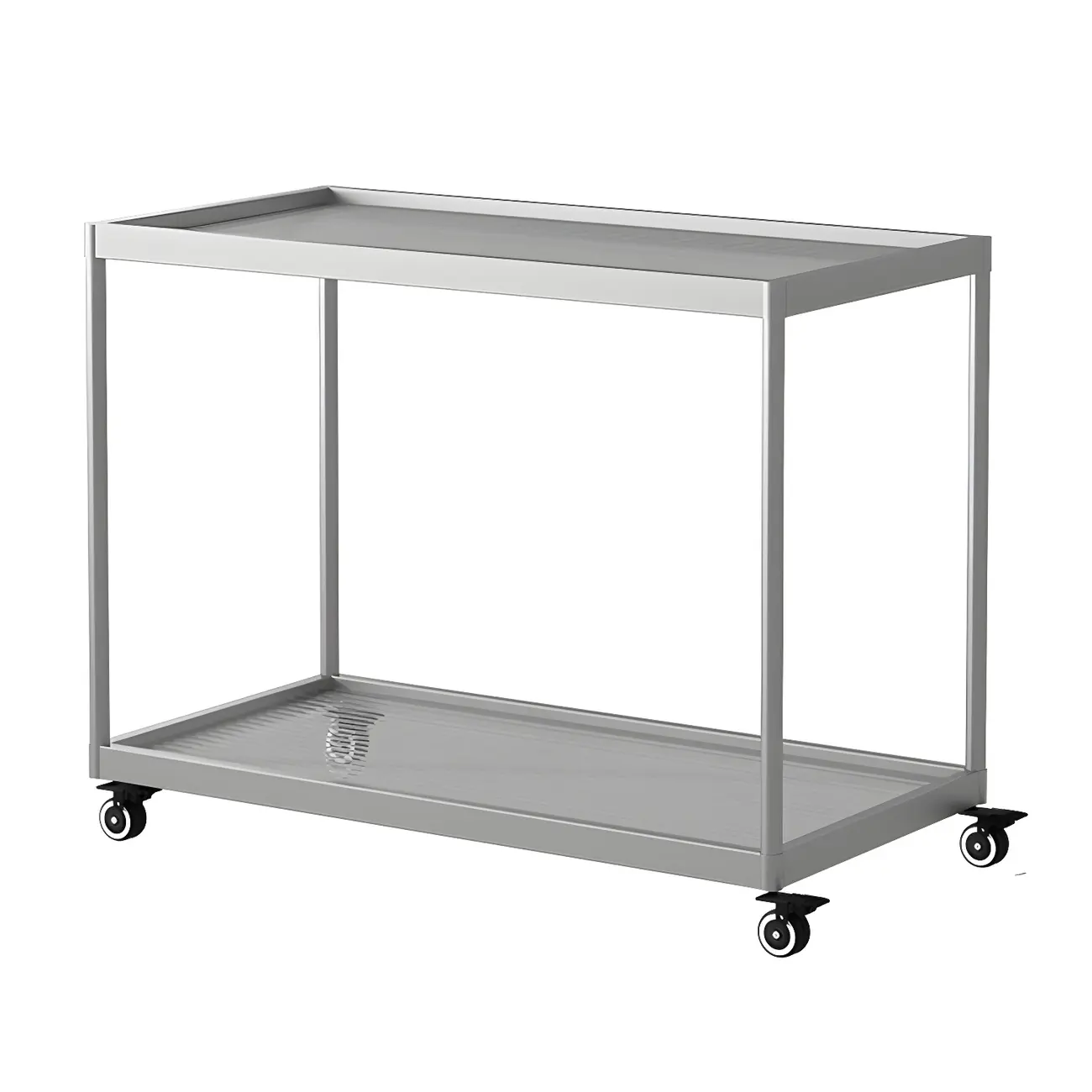 Gold Glass Rectangular Top Shelf Side Table on Wheels