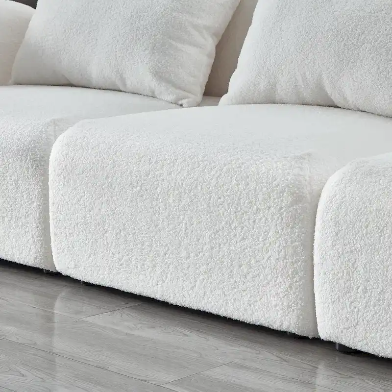 Living Room Furniture Three Seat Lazy Sofa Teddy Fabric White,High quality and durable