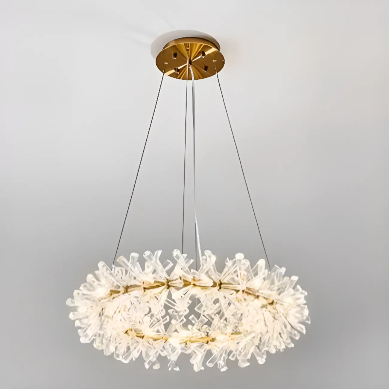 Gold Circular Crystal Chandelier Modern Design Light