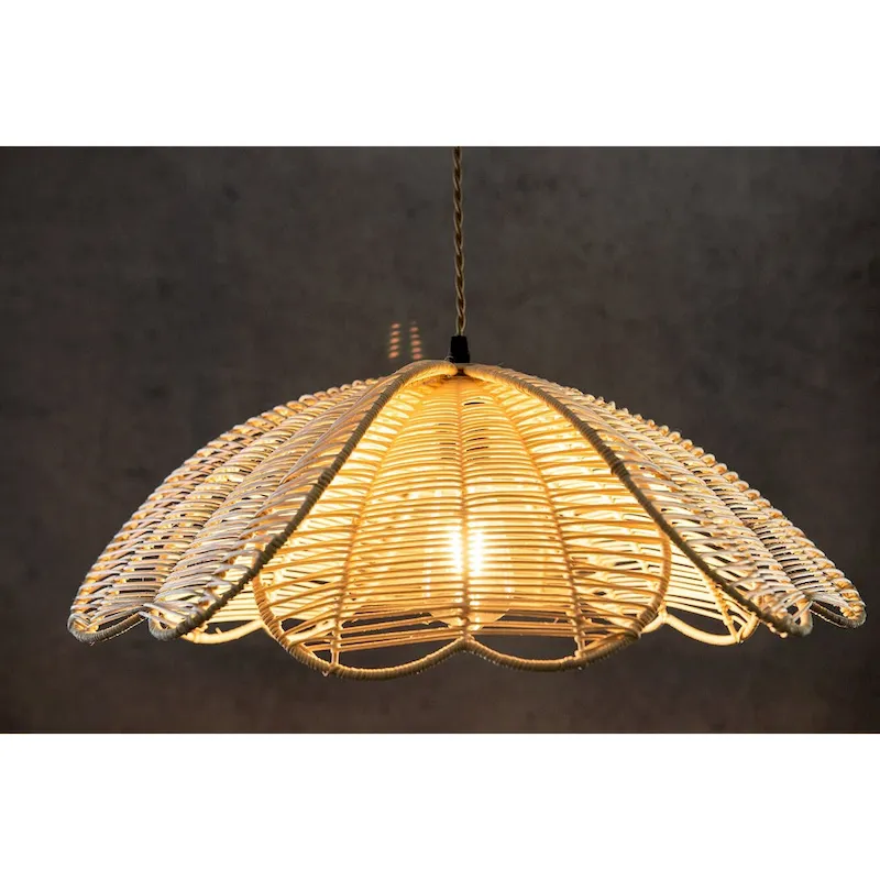 Boho Rattan Flower Pendant Light Coastal Hanging Fixture Light - 20  Wide