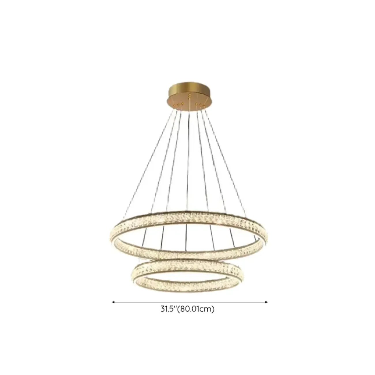 Luxury LED Golden Tiered Ring Crystal Chandelier