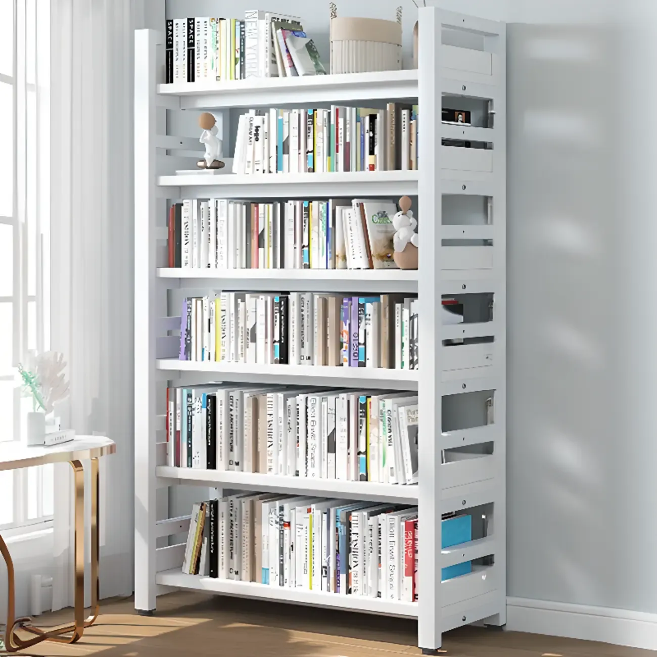Modish Multi-Layer Open Back Wooden Tall Bookshelves