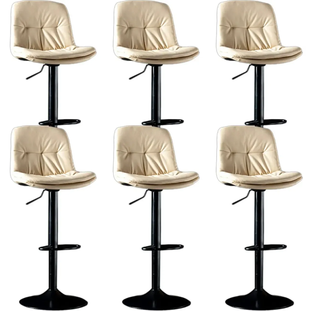 Adjustable Leather Low Back Swivel Bar Stool