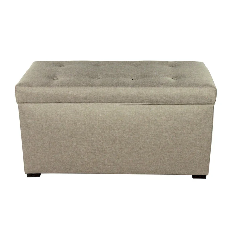 Angela 8 Button Tufted Beige Storage Trunk - Bench