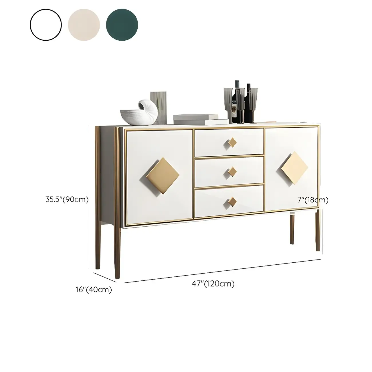 Luxury Wooden Sideboard with 3 Drawers & 2 Cabinets