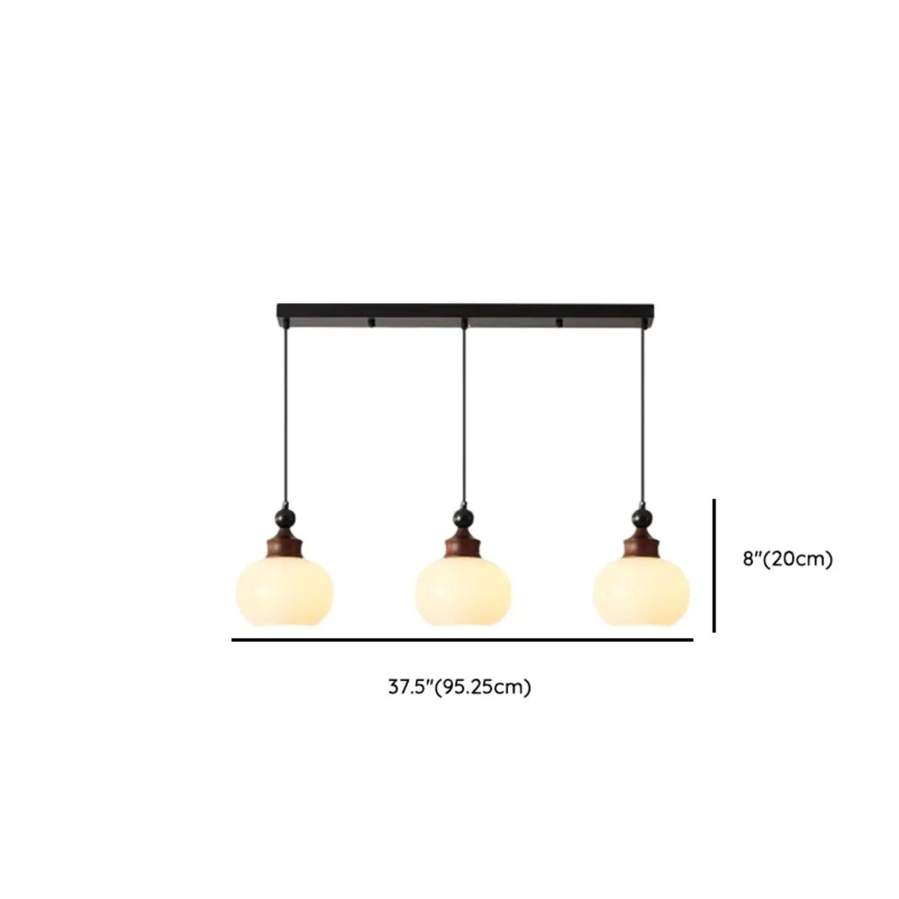 Dimmable Beige Wood Glass Globe Pendant Light